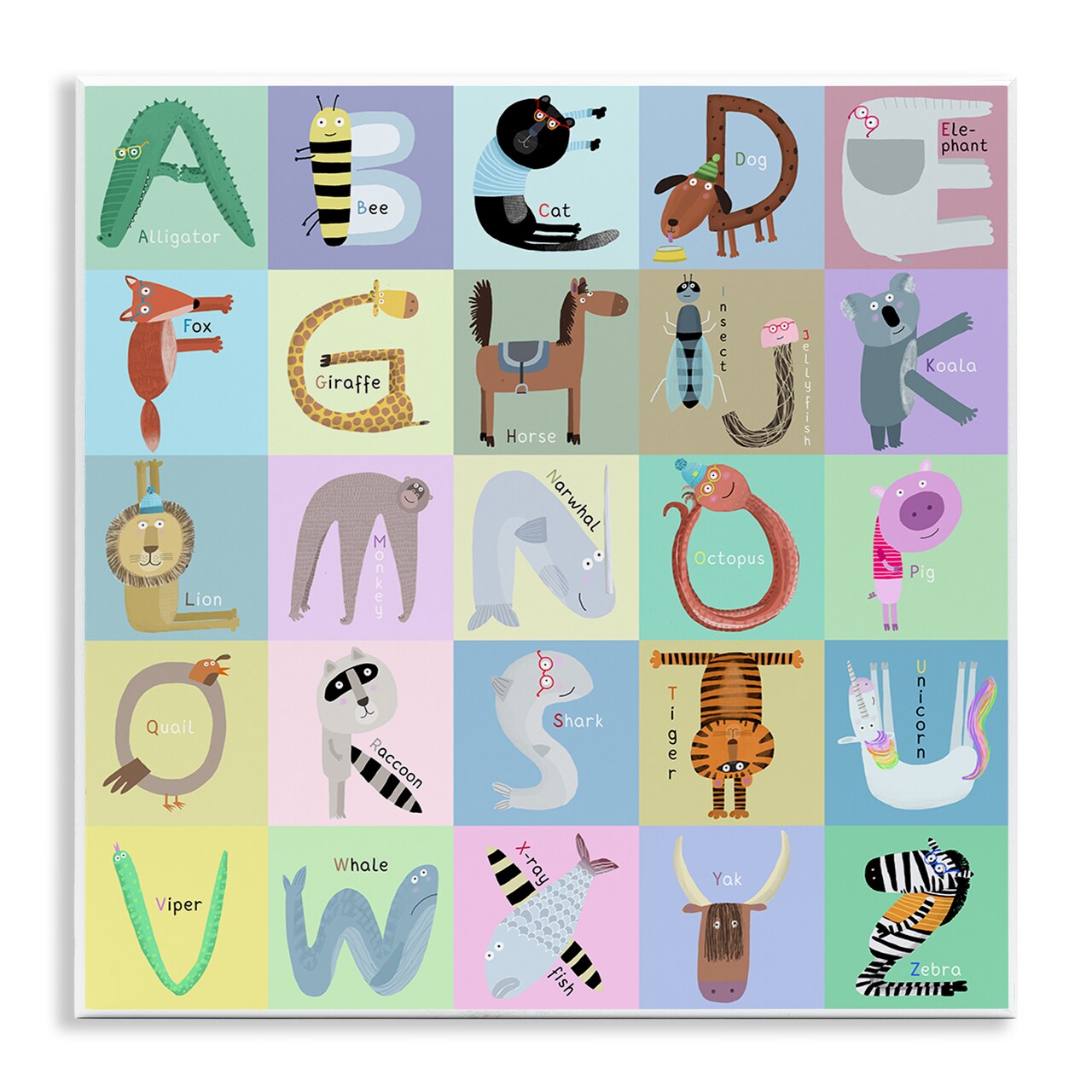 Stupell Industries Fun Animals Educational Letters Wall Plaque By Carla Daly